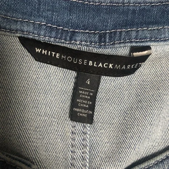 White House Black Market Women's Soft Denim Military Jean Jacket $160 Sz 4 - Picture 14 of 16